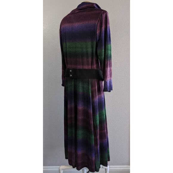 Style & Co Sweater Dress Large Ombre Cowlneck Long Sleeve Knee Purple Blue Belt - Picture 8 of 11
